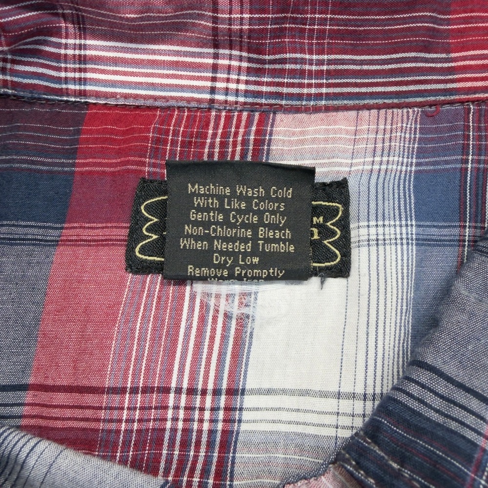 High Noon Western Shirt Mens 4XL Red Blue Plaid Pearl Snap Short Sleeve - Picture 4 of 7